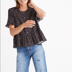 Madewell Studio Ruffle Hem Top in Starry Night